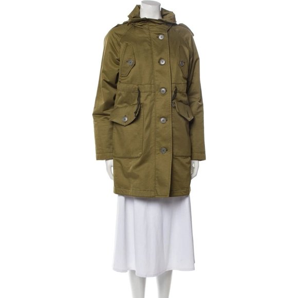 Golden Goose Mid-Length Green Parka w/ Fur Trimmed Hood, Size XS - Picture 1 of 4